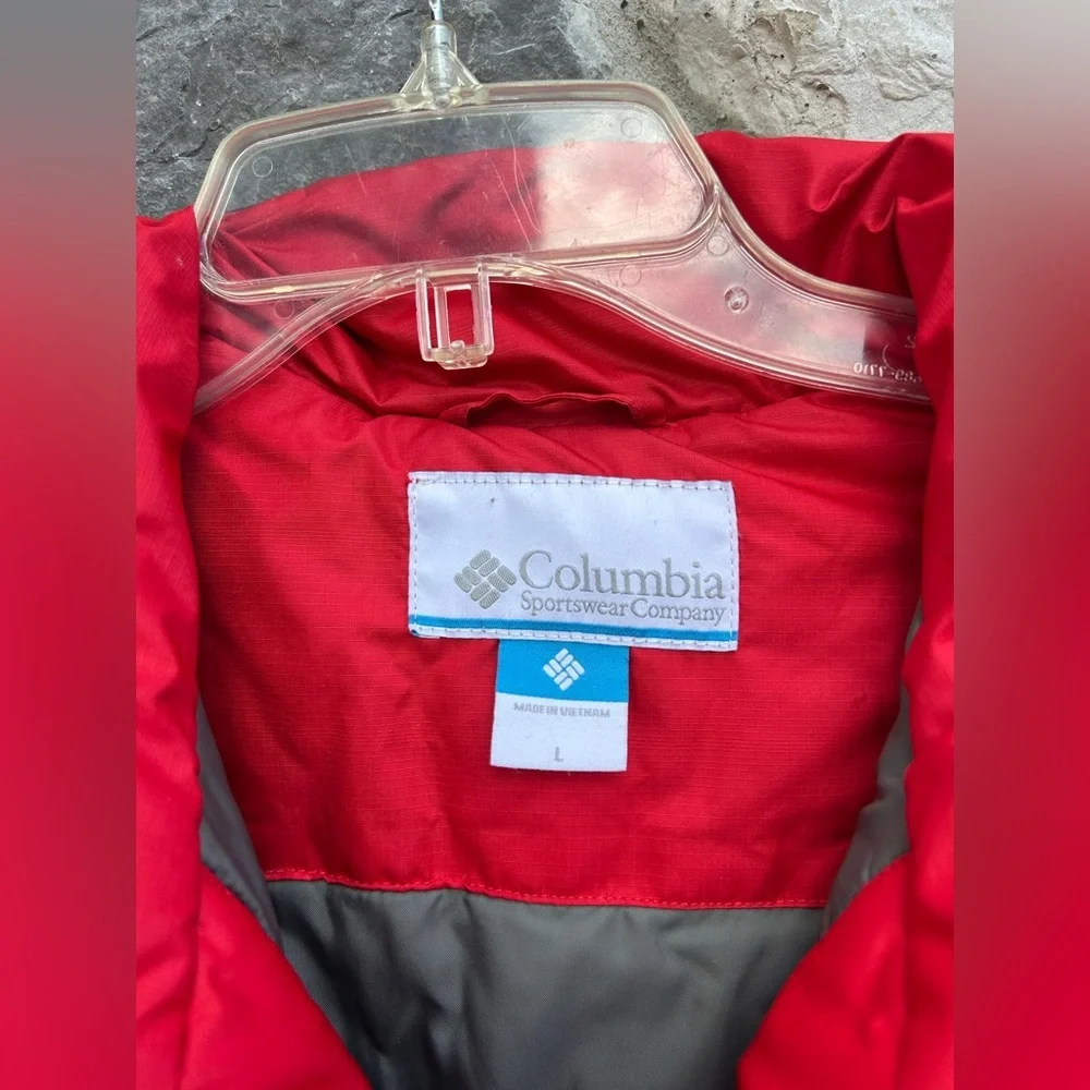 Columbia Mens Ski Jacket Sz L Red Omni Shield Insulated Outdoor Water Resistant